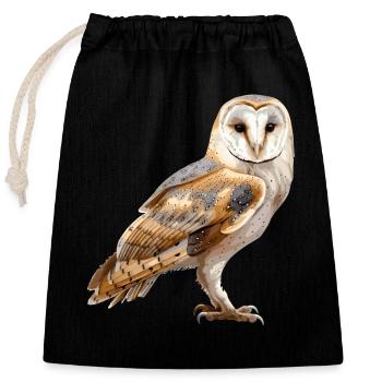 Barn Owl Schleiereulen Schleiereule - Verschließbarer Geschenkbeutel aus Baumwolle (25x30cm) - Schwarz - Vorne