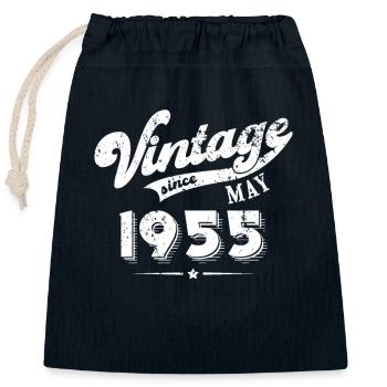 Vintage depuis mai 1955 Cadeau d’anniversaire - Sac cadeau en coton avec cordon (25 x 30 cm) - bleu marine - Devant