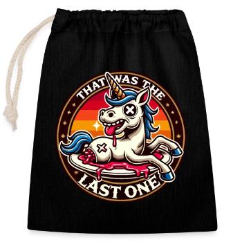 Funny Unicorn Saying Dark Humor Funnier - Closable cotton gift bag (25x30cm) - black - Front