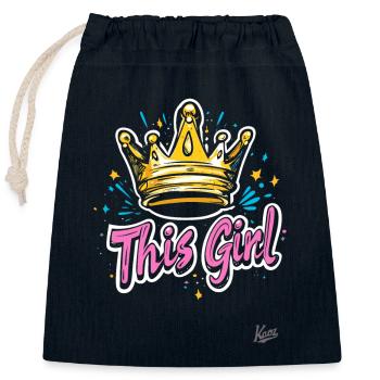 This queen with crown - Closable cotton gift bag (25x30cm) - navy - Front