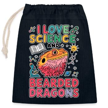 Dragon barbu étudiant en sciences Cadeau de dragon barbu - Sac cadeau en coton avec cordon (25 x 30 cm) - bleu marine - Devant