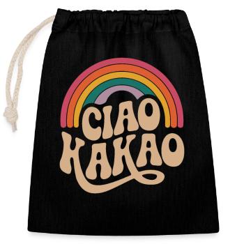 Ciao Kakao - Verschließbarer Geschenkbeutel aus Baumwolle (25x30cm) - Schwarz - Vorne