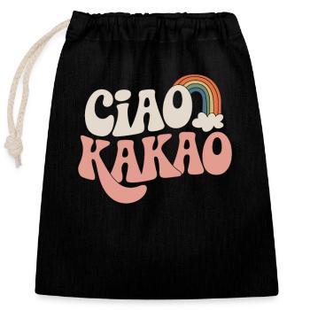 Ciao Kakao - Verschließbarer Geschenkbeutel aus Baumwolle (25x30cm) - Schwarz - Vorne