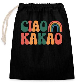 Ciao Kakao - Verschließbarer Geschenkbeutel aus Baumwolle (25x30cm) - Schwarz - Vorne
