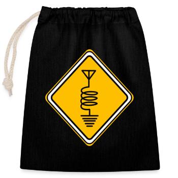 Amateur Radio Radio Antenna - Closable cotton gift bag (25x30cm) - black - Front