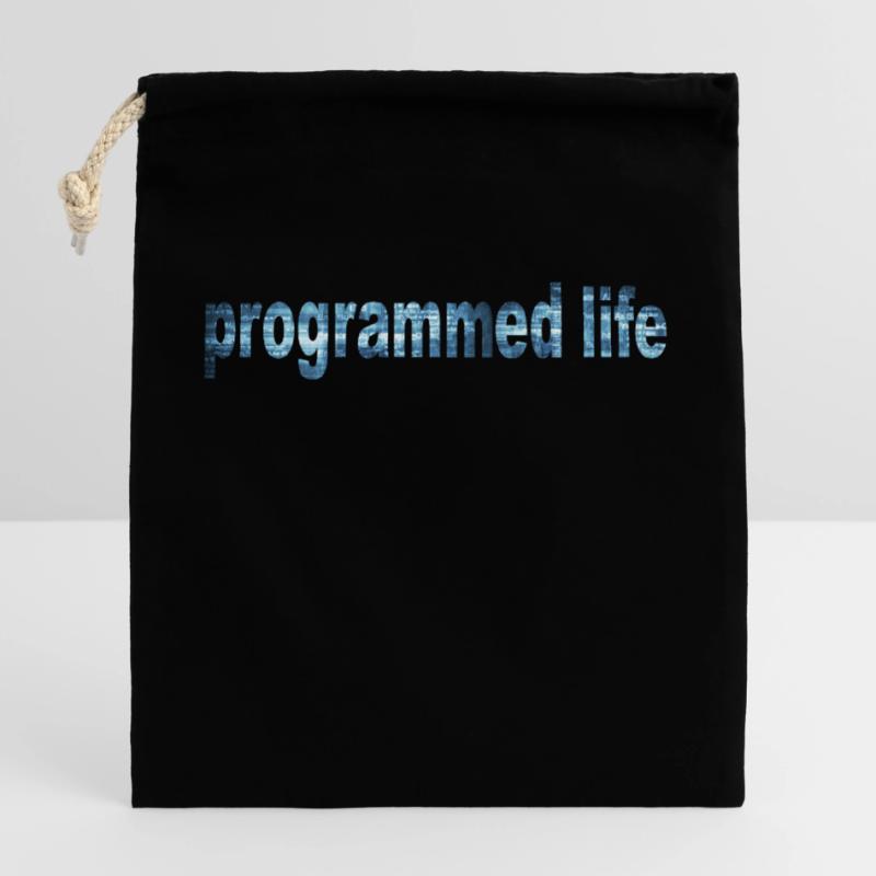 Programmiertes Leben Typografie Programmed Life Verschließbarer Geschenkbeutel aus Baumwolle (25x30cm)