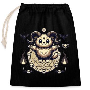 Kawaii Lucifer Katze Lustige Katzen Beschwörung - Verschließbarer Geschenkbeutel aus Baumwolle (25x30cm) - Schwarz - Vorne
