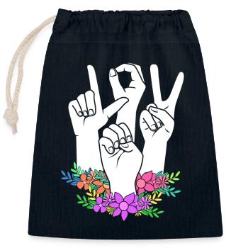 Gebärdensprache Gebärde ASL gehörlos - Verschließbarer Geschenkbeutel aus Baumwolle (25x30cm) - Navy - Vorne