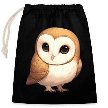Barn Owl Schleiereulen Schleiereule - Verschließbarer Geschenkbeutel aus Baumwolle (25x30cm) - Schwarz - Vorne