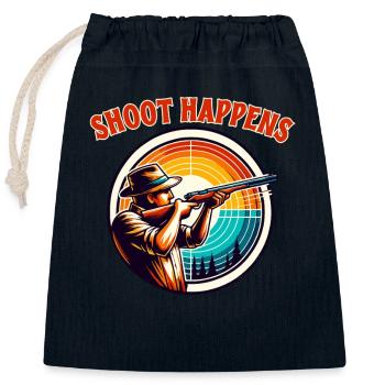 Shoot Happens - Tontauben schießen Schützenverein - Verschließbarer Geschenkbeutel aus Baumwolle (25x30cm) - Navy - Vorne