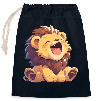 Lion Löwen Löwe - Closable cotton gift bag (25x30cm) - navy - Front
