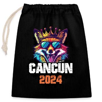 Cancun 2024 Urlaub Fuchs - Verschließbarer Geschenkbeutel aus Baumwolle (25x30cm) - Schwarz - Vorne
