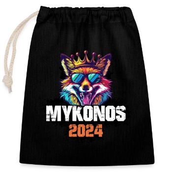 Mykonos 2024 Urlaub Fuchs - Verschließbarer Geschenkbeutel aus Baumwolle (25x30cm) - Schwarz - Vorne