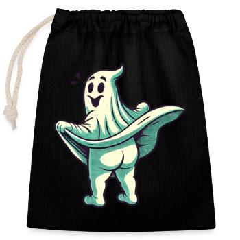 Drôle Halloween fantôme monstre sous drap - Sac cadeau en coton avec cordon (25 x 30 cm) - noir - Devant