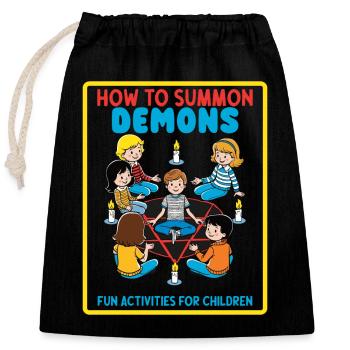 Rétro Cartoon Vintage Design comment invoquer des démons - Sac cadeau en coton avec cordon (25 x 30 cm) - noir - Devant