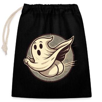Drôle Halloween fantôme monstre sous drap - Sac cadeau en coton avec cordon (25 x 30 cm) - noir - Devant