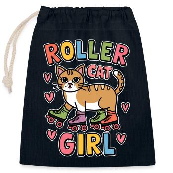 Roller Cat Girl Skaten Mädchen Rollschuhe Geschenk - Verschließbarer Geschenkbeutel aus Baumwolle (25x30cm) - Navy - Vorne