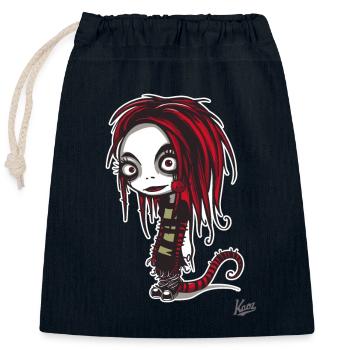 Emo Punk Worm Girl Horror - Closable cotton gift bag (25x30cm) - navy - Front