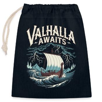 Wikingerschiff Valhalla Awaits für eine Wikinger - Verschließbarer Geschenkbeutel aus Baumwolle (25x30cm) - Navy - Vorne