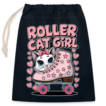 Roller Cat Girl Skaten Mädchen Rollschuhe Geschenk - Verschließbarer Geschenkbeutel aus Baumwolle (25x30cm) - Navy - Vorne