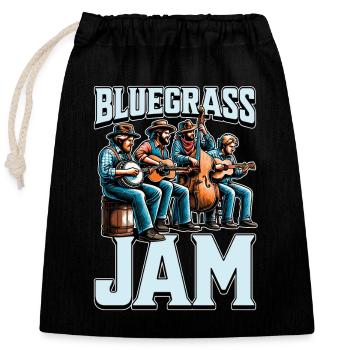 Bluegrass Jam String Instrument Folk Music Lover - Closable cotton gift bag (25x30cm) - black - Front