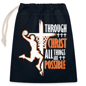 christian basketball christ jesus christianity - Closable cotton gift bag (25x30cm) - navy - Front