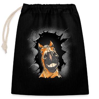 Horse Head Horse Horse Horse Horse Stallion - Closable cotton gift bag (25x30cm) - black - Front