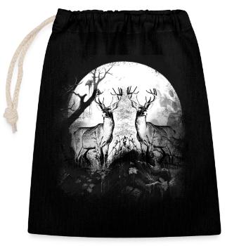 mystique forêt animaux de la forêt cerf cerf chevreuil - Sac cadeau en coton avec cordon (25 x 30 cm) - noir - Devant