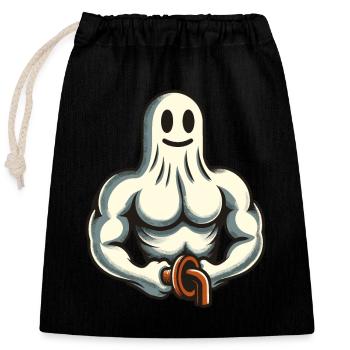 Musculation Ghost Drôle Gym Ghost - Sac cadeau en coton avec cordon (25 x 30 cm) - noir - Devant