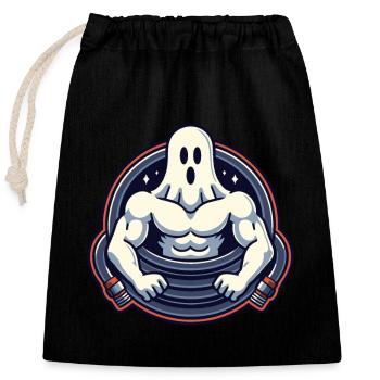 Musculation Ghost Drôle Gym Ghost - Sac cadeau en coton avec cordon (25 x 30 cm) - noir - Devant