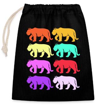 White Tiger - Closable cotton gift bag (25x30cm) - black - Front