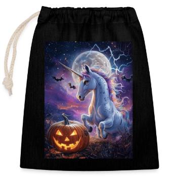 Halloween Gift Women Unicorn Men Kids - Closable cotton gift bag (25x30cm) - black - Front