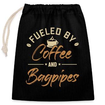 Alimenté par le café et la cornemuse Blowpipe Player - Sac cadeau en coton avec cordon (25 x 30 cm) - noir - Devant