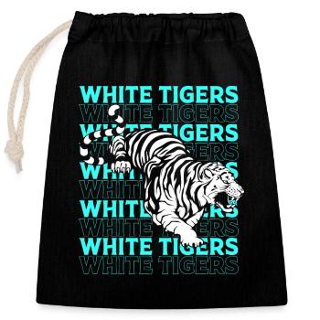 Weißer Tiger - Verschließbarer Geschenkbeutel aus Baumwolle (25x30cm) - Schwarz - Vorne