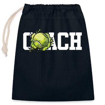 Funny Tennis Player Racket Coach - Closable cotton gift bag (25x30cm) - navy - Front