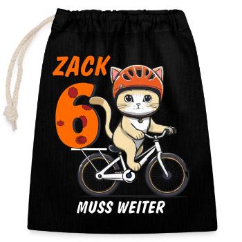 LE VÉLO DE CHAT DOIT CONTINUER ZACK SIX - Sac cadeau en coton avec cordon (25 x 30 cm) - noir - Devant