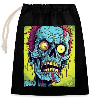 The coolest zombie skull monster - Closable cotton gift bag (25x30cm) - black - Front