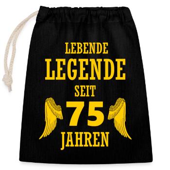 Living Legend 75 Years 75th Birthday - Closable cotton gift bag (25x30cm) - black - Front