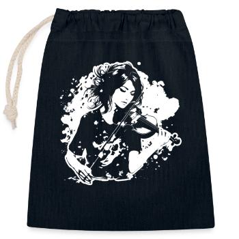Female violinist - Closable cotton gift bag (25x30cm) - navy - Front