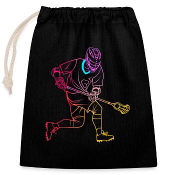 Lacrosse Player Drawing - Closable cotton gift bag (25x30cm) - black - Front