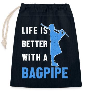 La vie est meilleure avec un joueur de cornemuse - Sac cadeau en coton avec cordon (25 x 30 cm) - bleu marine - Devant