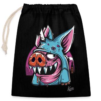 Funny Quasi-Modo: The Cartoon Pig of Notre - Closable cotton gift bag (25x30cm) - black - Front