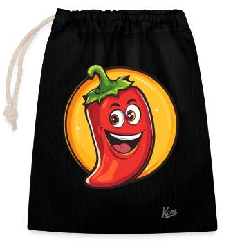 Hello! Funny spicy pepperoni - Closable cotton gift bag (25x30cm) - black - Front