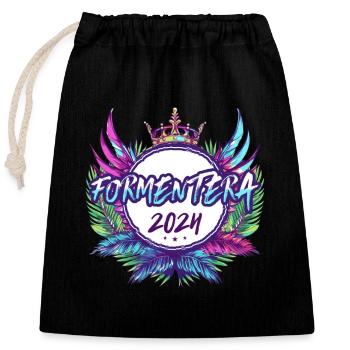 Formentera 2024 Multicoloured - Closable cotton gift bag (25x30cm) - black - Front