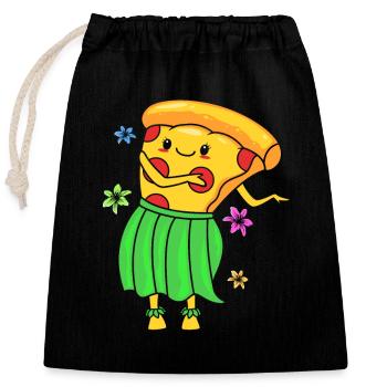 Pizza Hawaï - Sac cadeau en coton avec cordon (25 x 30 cm) - noir - Devant