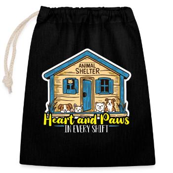 Refuge pour animaux Coeur et pattes dans chaque propriétaire de chien - Sac cadeau en coton avec cordon (25 x 30 cm) - noir - Devant