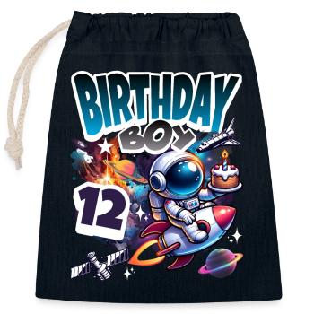 Astronaut 12. Geburtstag Weltall - Verschließbarer Geschenkbeutel aus Baumwolle (25x30cm) - Navy - Vorne