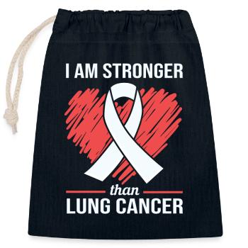Lung cancer - Closable cotton gift bag (25x30cm) - navy - Front