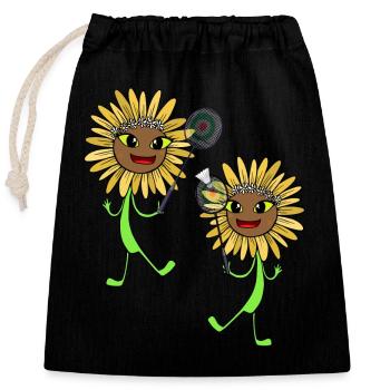 Sunflowers Tennis Flowers Tennis Game Flower - Closable cotton gift bag (25x30cm) - black - Front