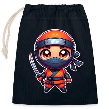 Ninja - Verschließbarer Geschenkbeutel aus Baumwolle (25x30cm) - Navy - Vorne